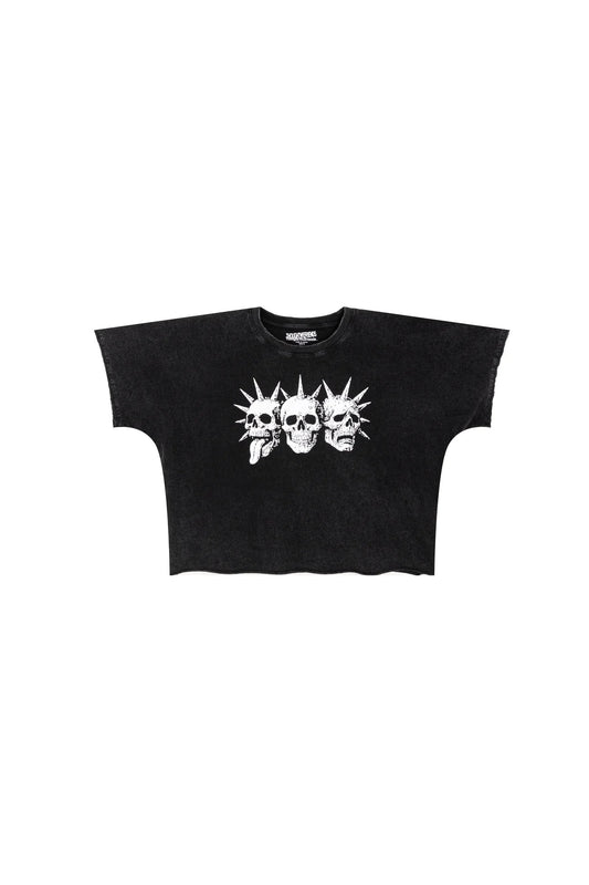 【THOUGHT WE FRIENDS】"Tavius" 3 Faces Loose T-shirt in Washed Black