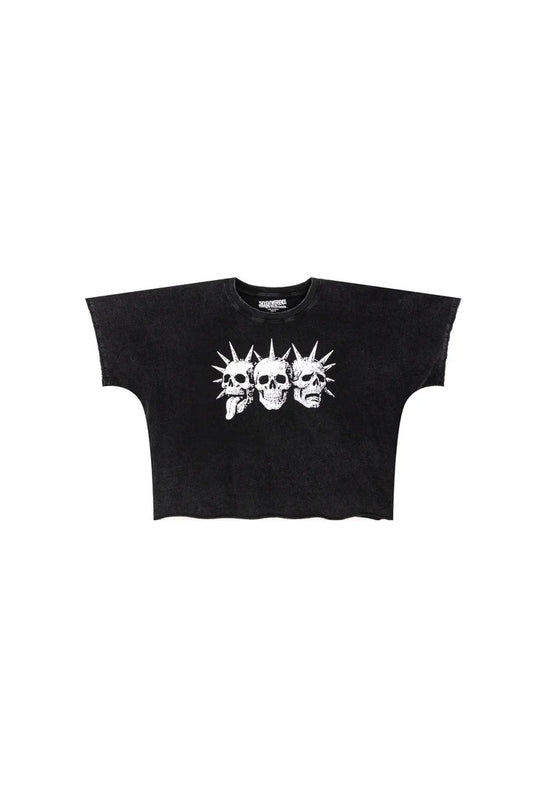 【THOUGHT WE FRIENDS】"Tavius" 3 Faces Loose T-shirt in Washed Black