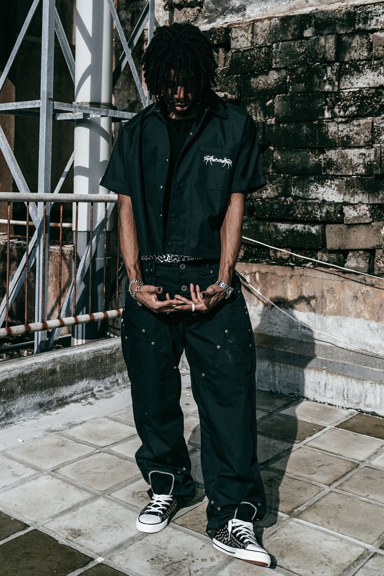 【THOUGHT WE FRIENDS】"Gideon" Double-layered Workpants in Black
