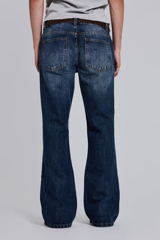 Indigo Axis Wide-Leg Loose Jeans
