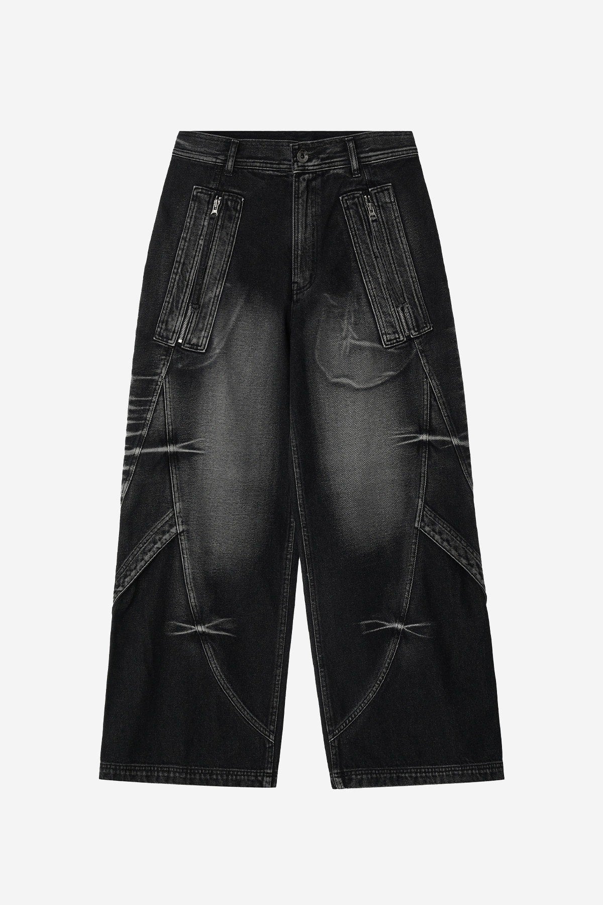 【BLR BLUER】Curved Tanker Washed Denim Pants