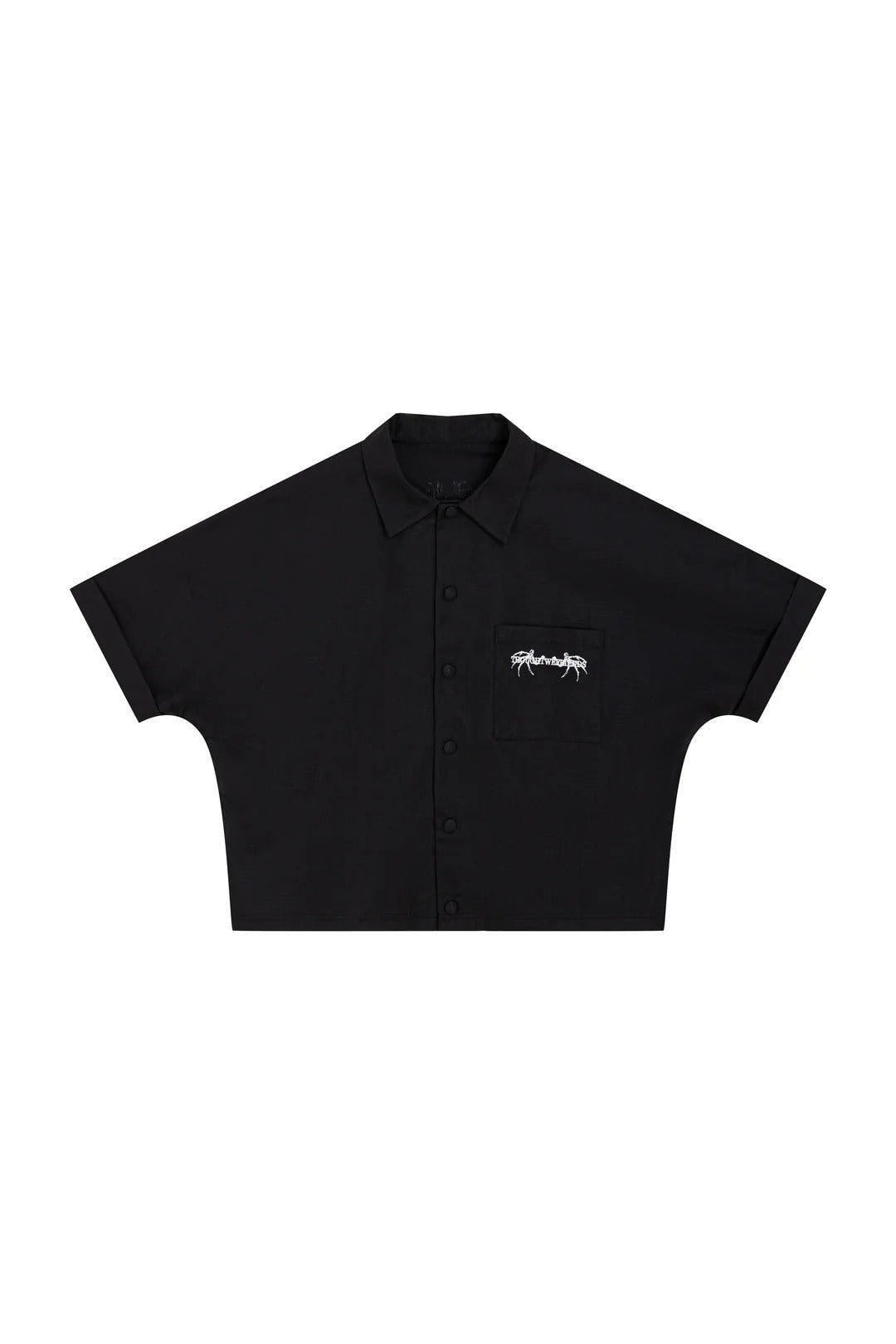 【THOUGHT WE FRIENDS】"Cassian" Embroidered Work Shirt in Black