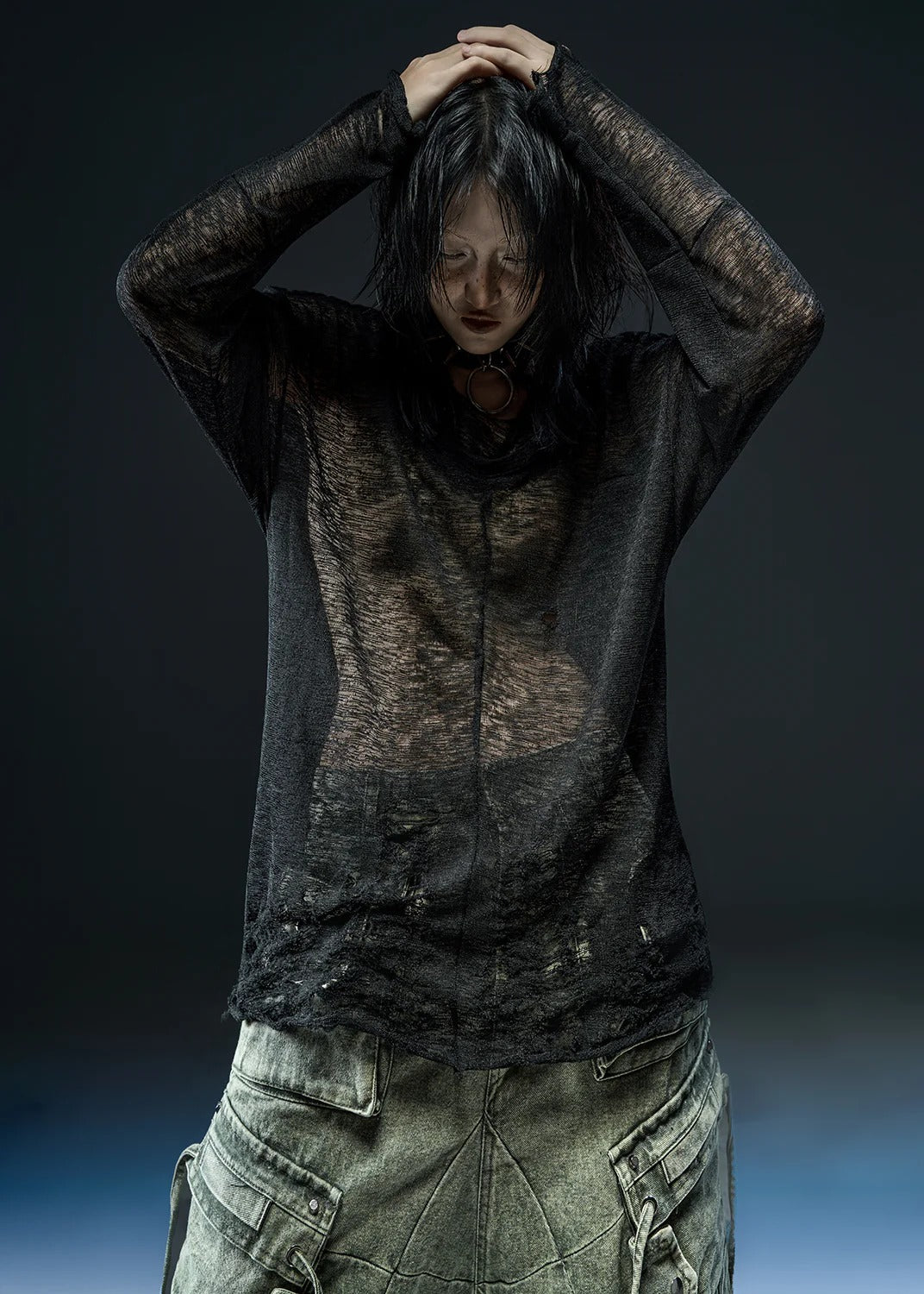 【RICH】RIPPED OVER KNIT TOP