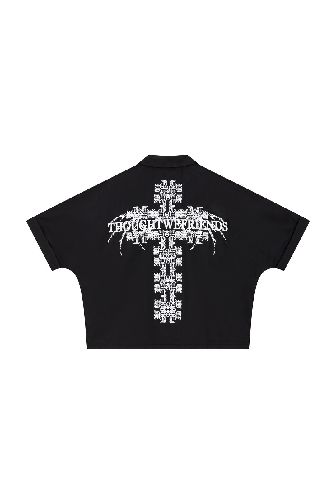 【THOUGHT WE FRIENDS】"Cassian" Embroidered Work Shirt in Black