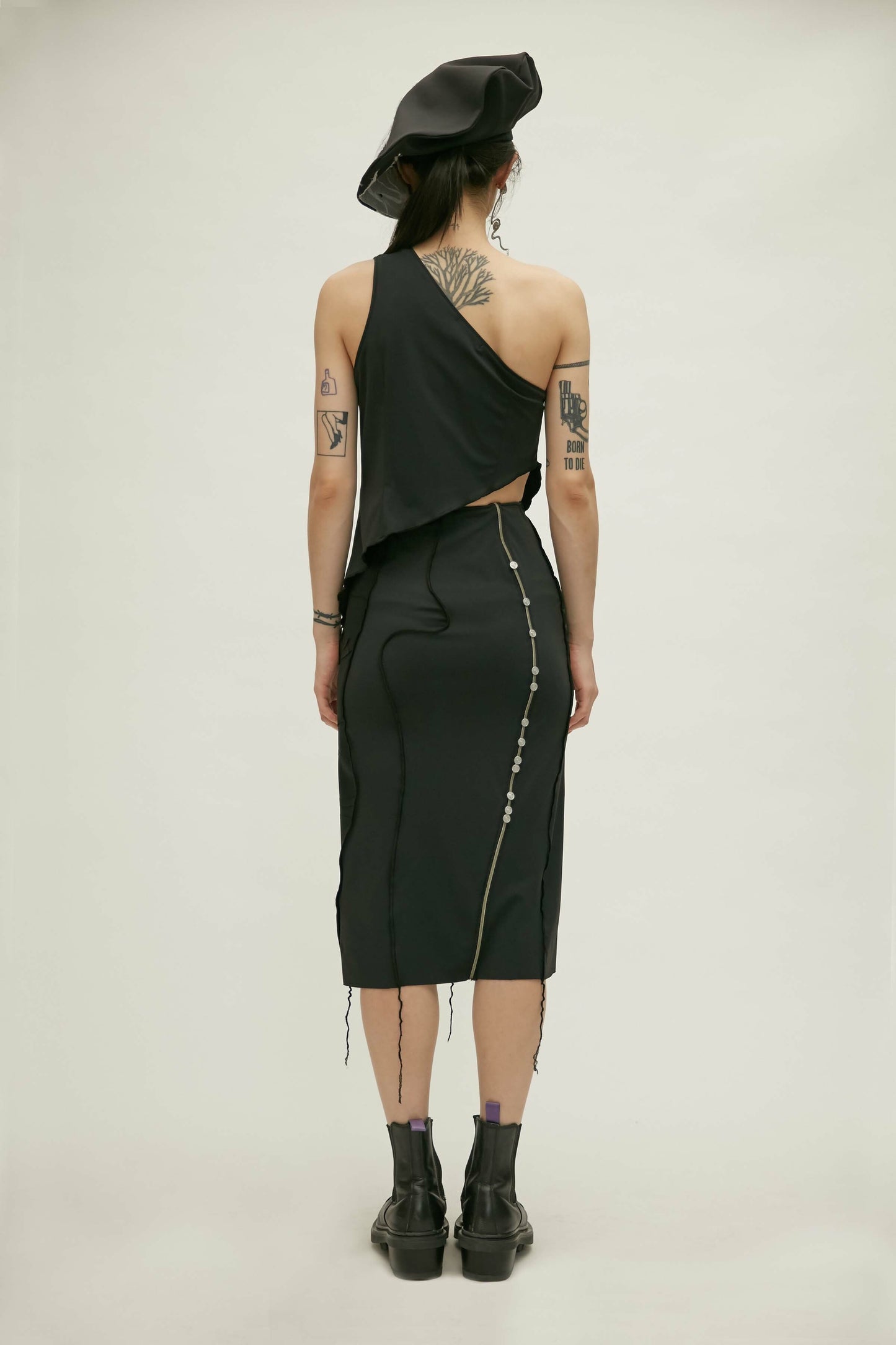 【JENN LEE】Drunk Tie One Shoulder Vest