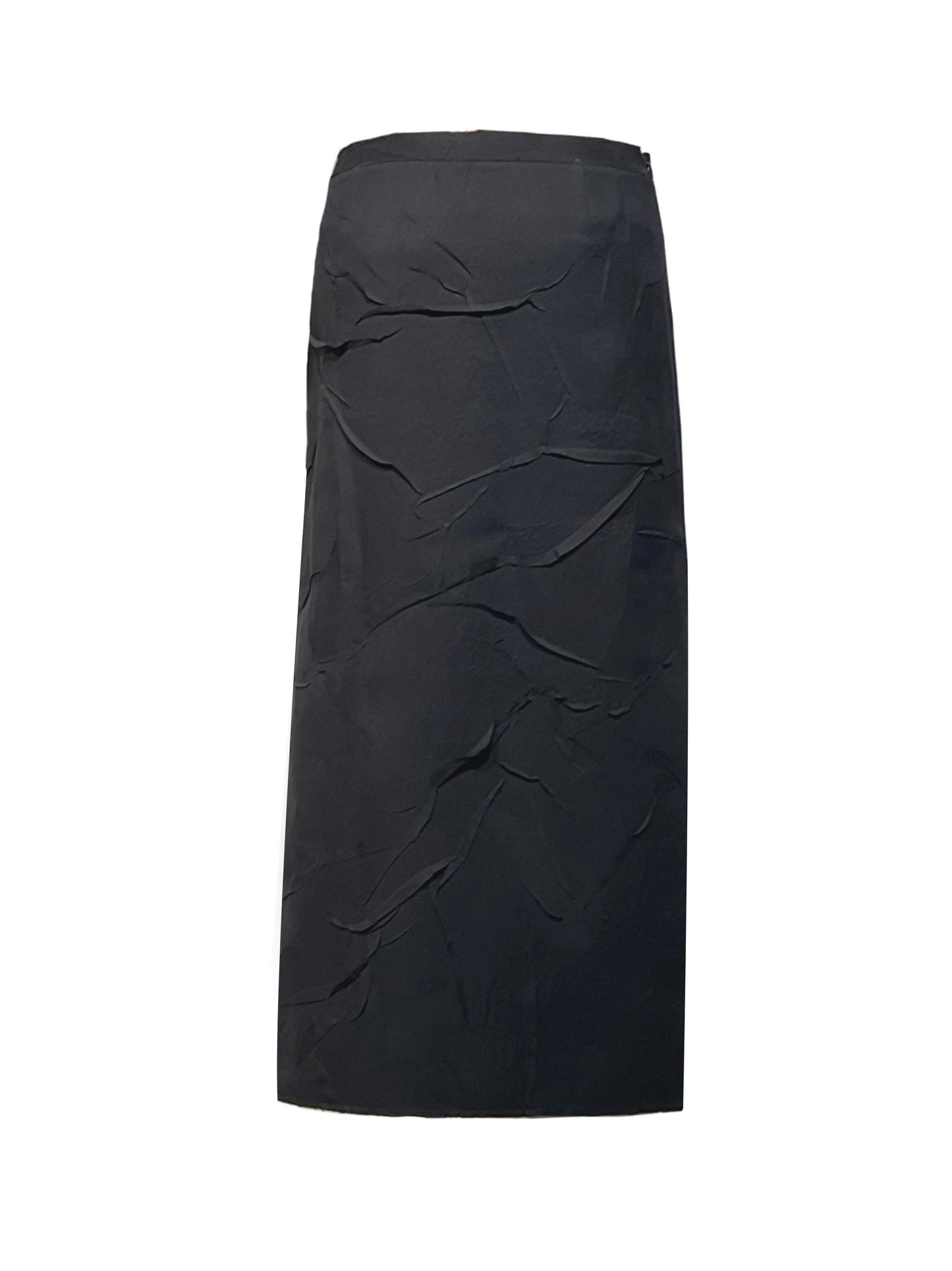 【JENN LEE】 Creased Low Rise Skirt (Black)