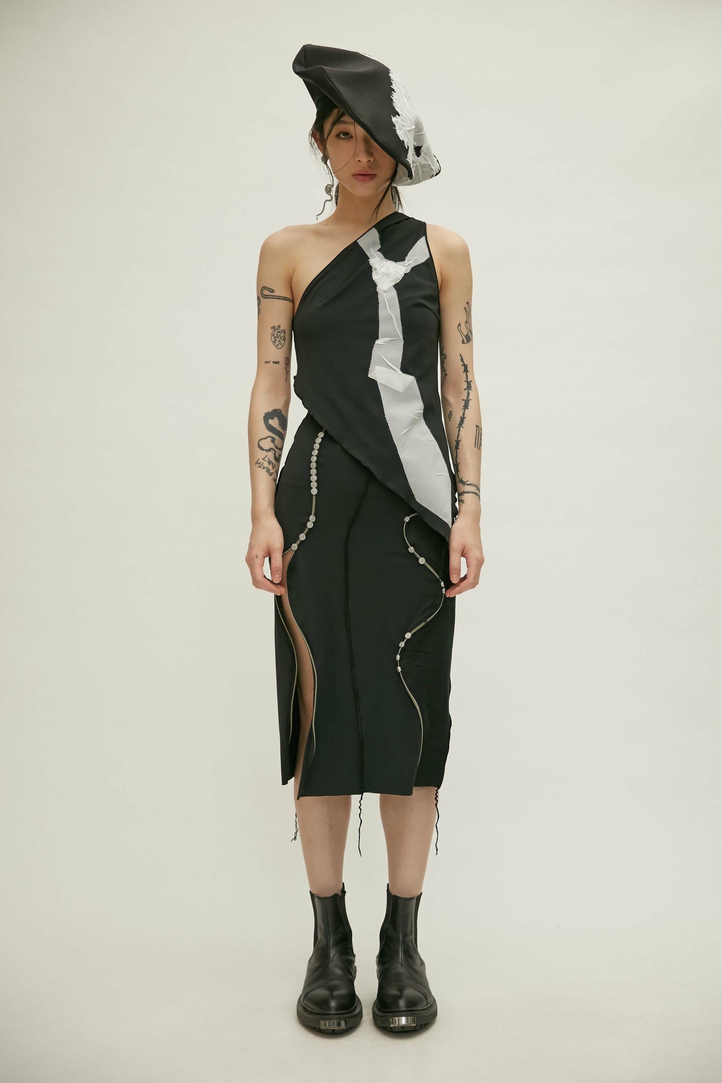 【JENN LEE】Drunk Tie One Shoulder Vest