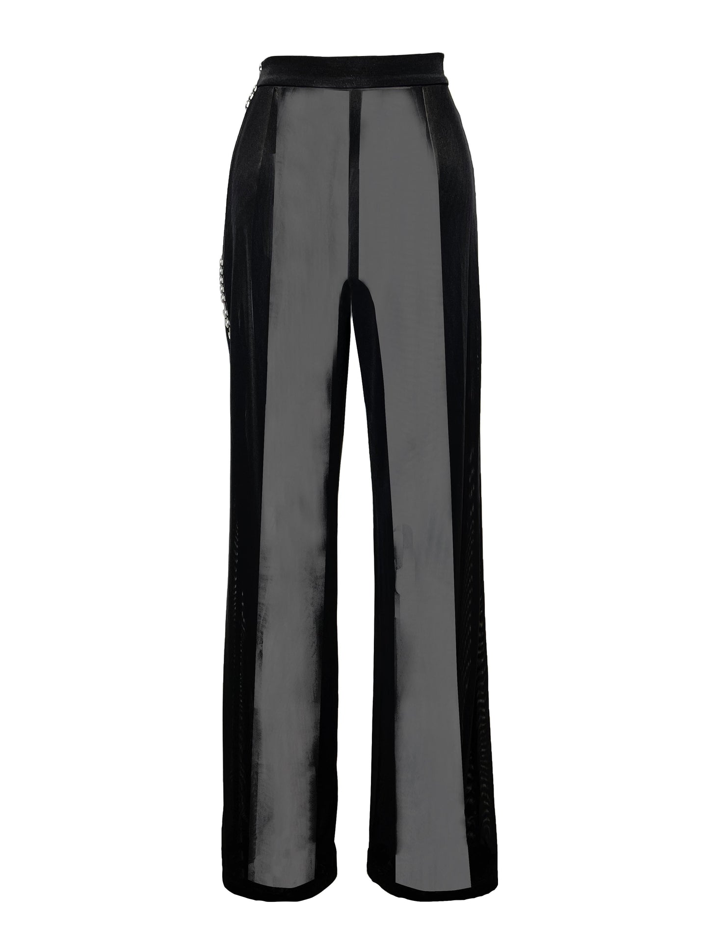 【JENN LEE】Button Zipper See Through Mesh Trousers