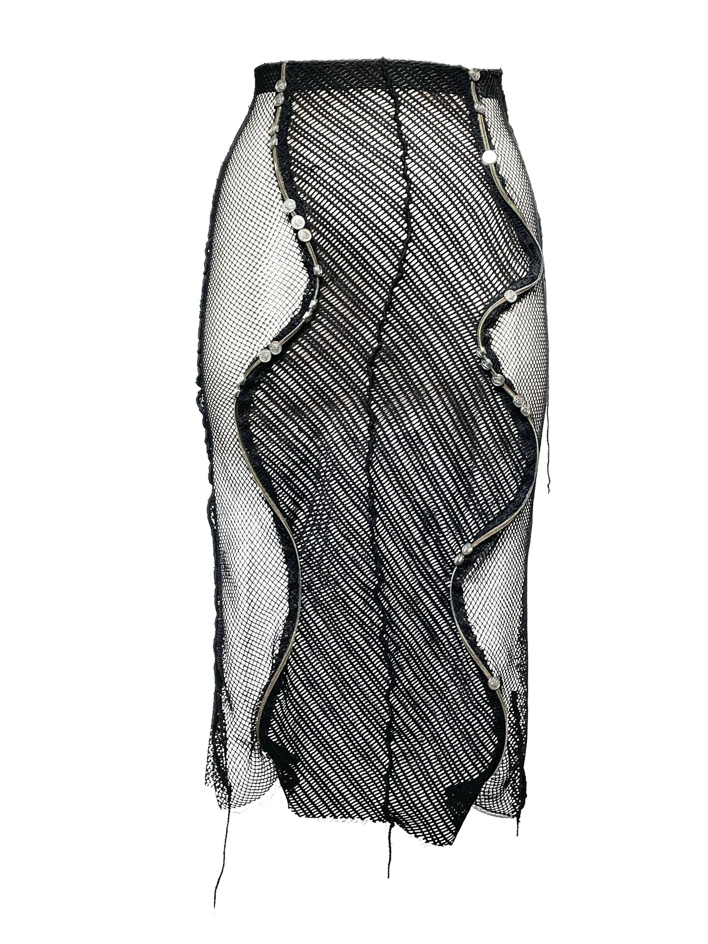 【JENN LEE】Blind Love Twisted Zipper Mesh Skirt