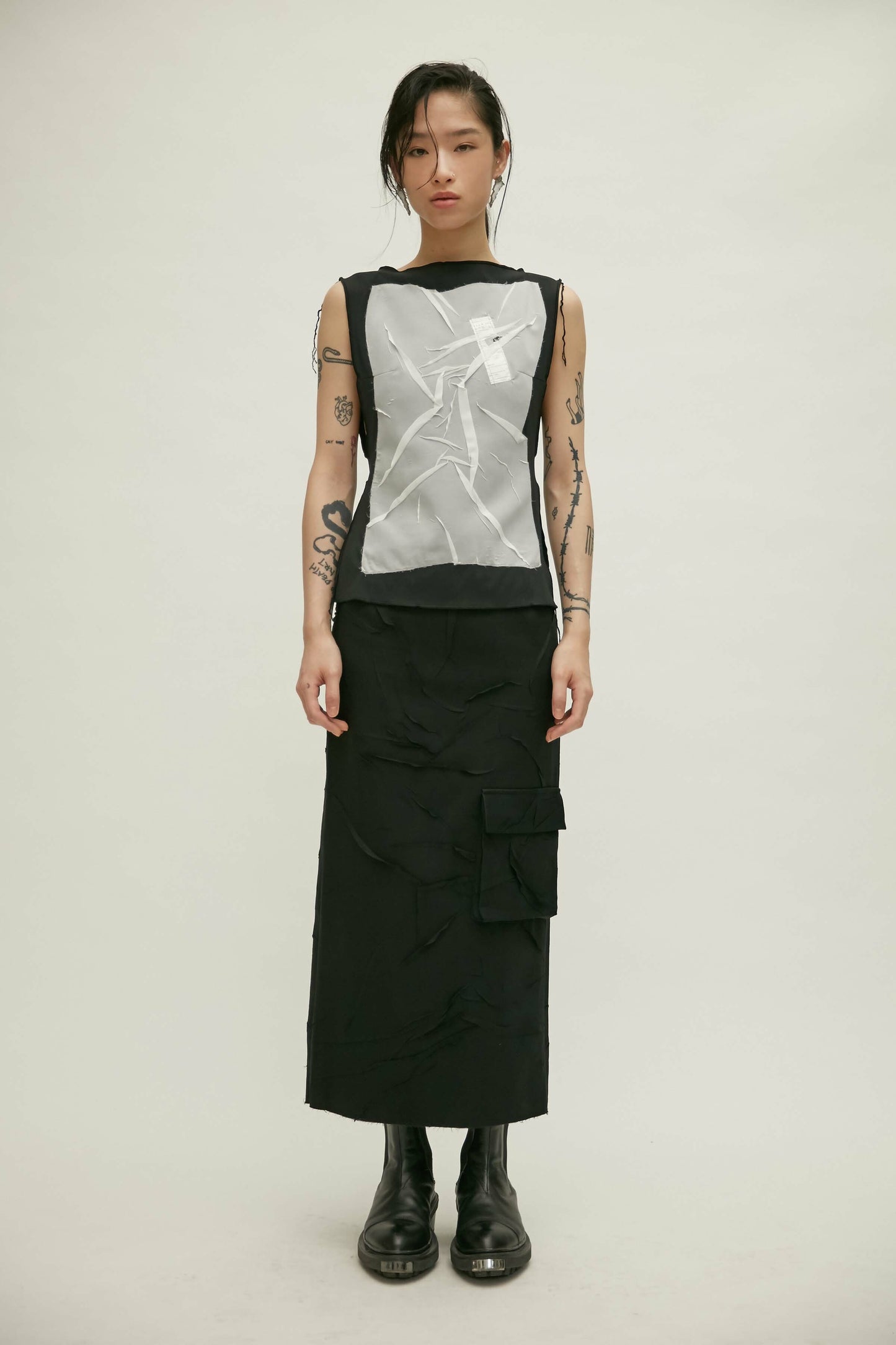【JENN LEE】 Creased Tag Split Vest