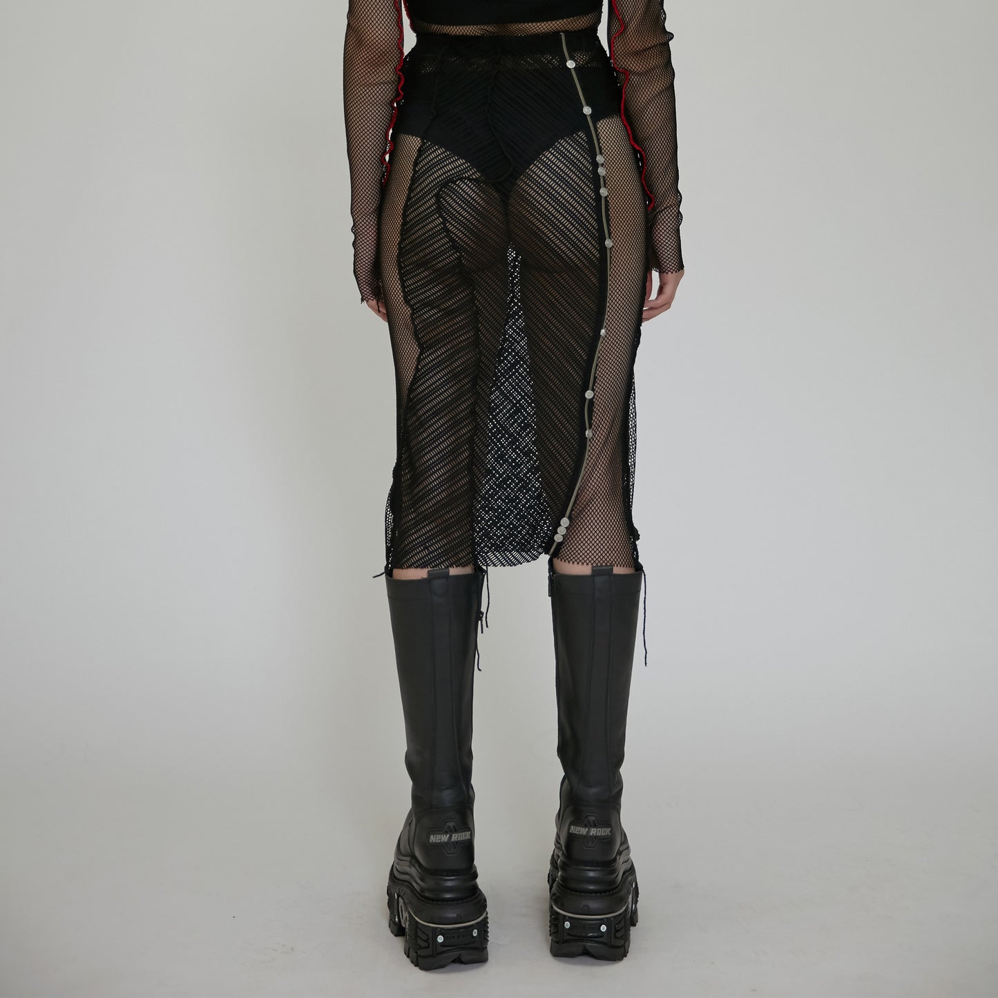 【JENN LEE】Blind Love Twisted Zipper Mesh Skirt