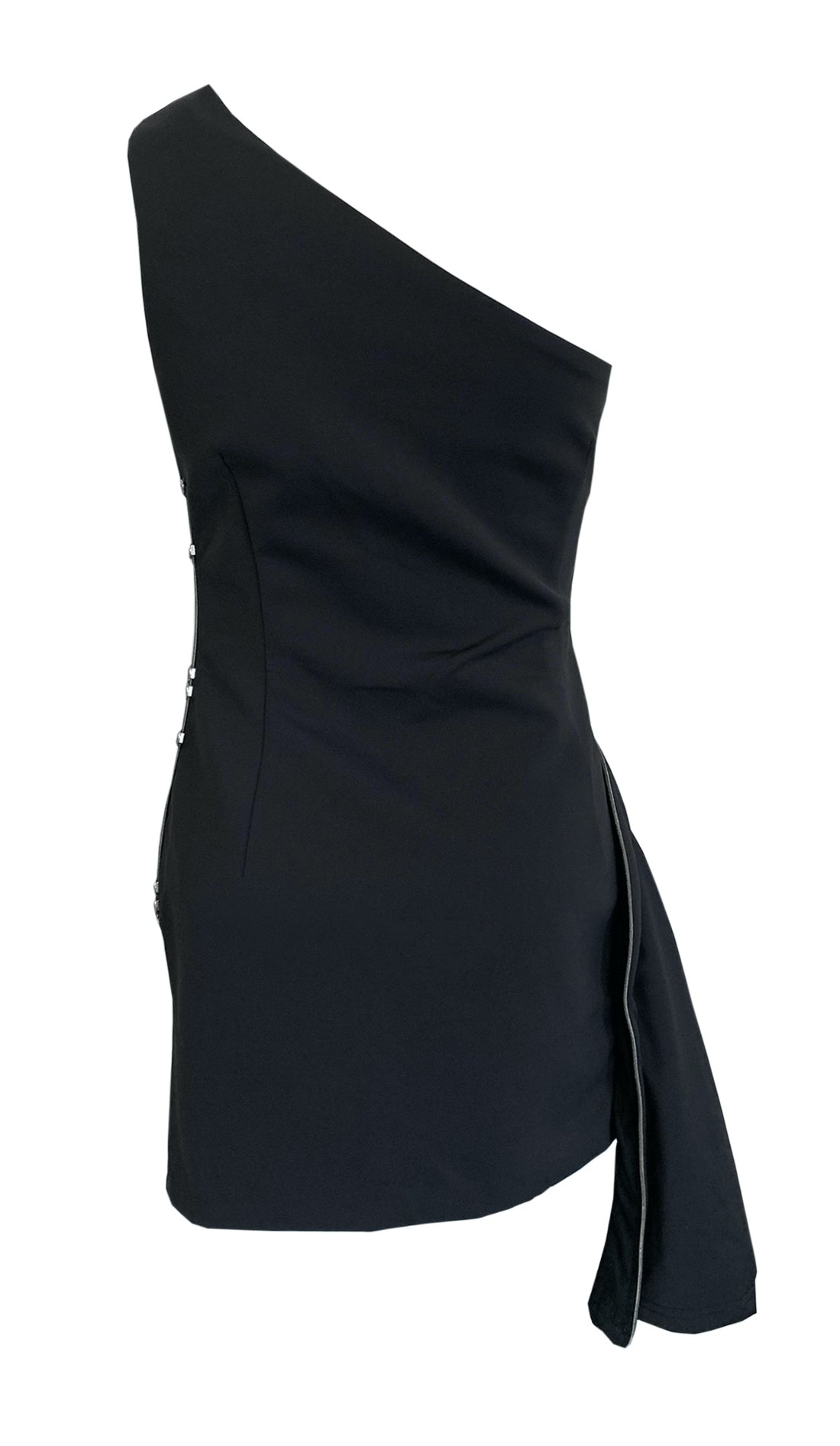 【JENN LEE】Button zipper off-shoulder short dress