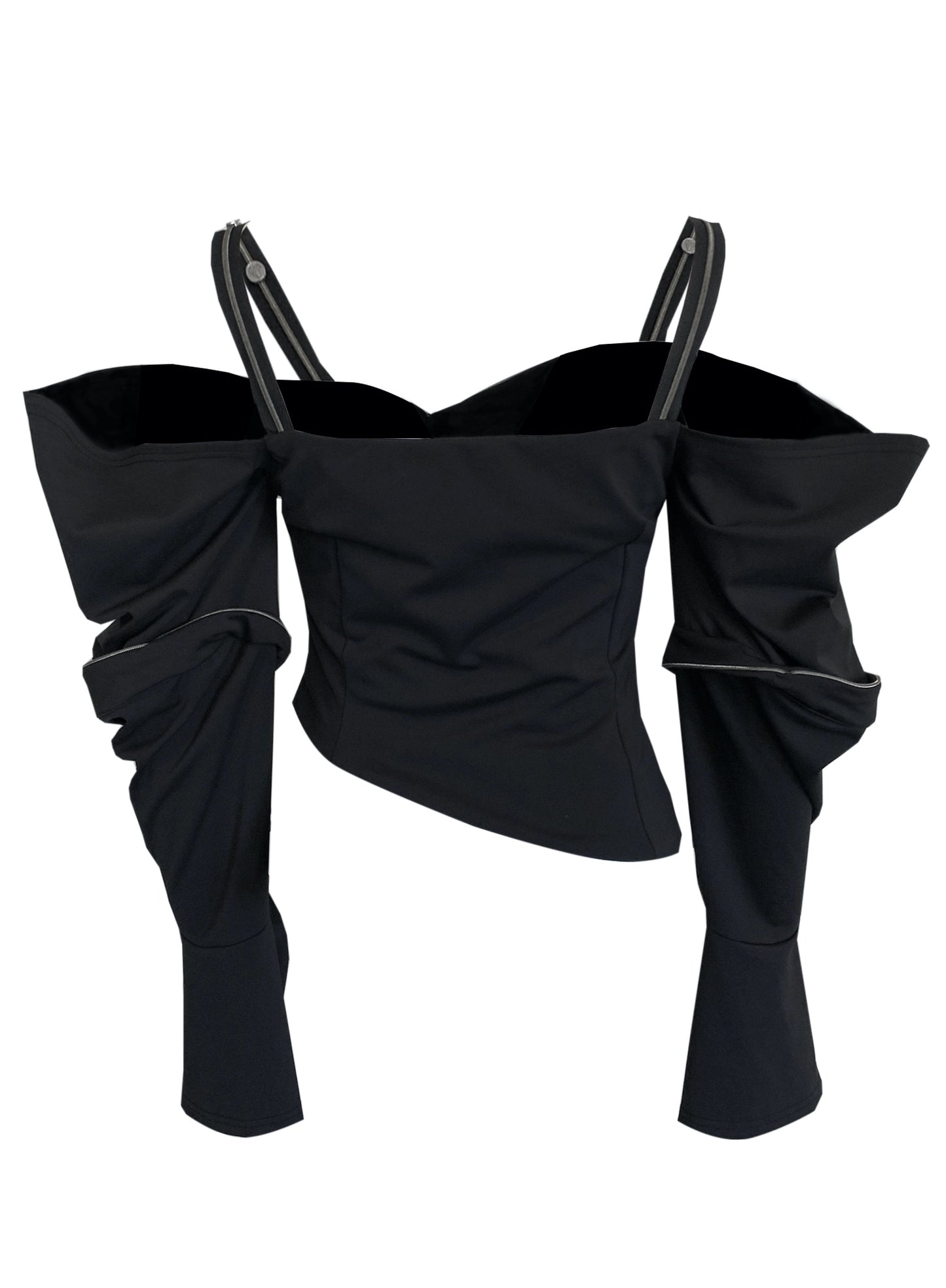 【JENN LEE】Twisted Sleeve Off-The-Shoulder Top