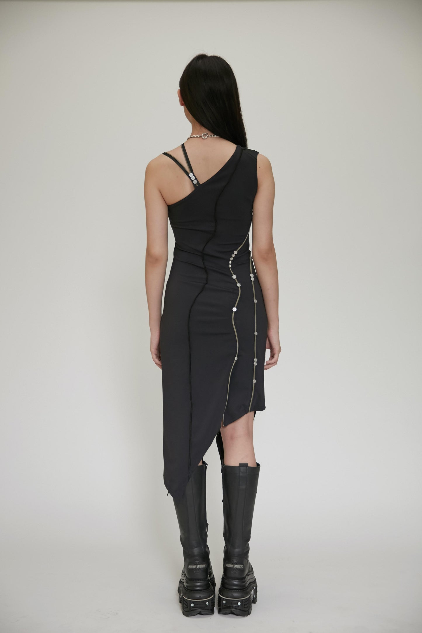 【JENN LEE】 Waves / Button Zipper Off shoulder Dresss