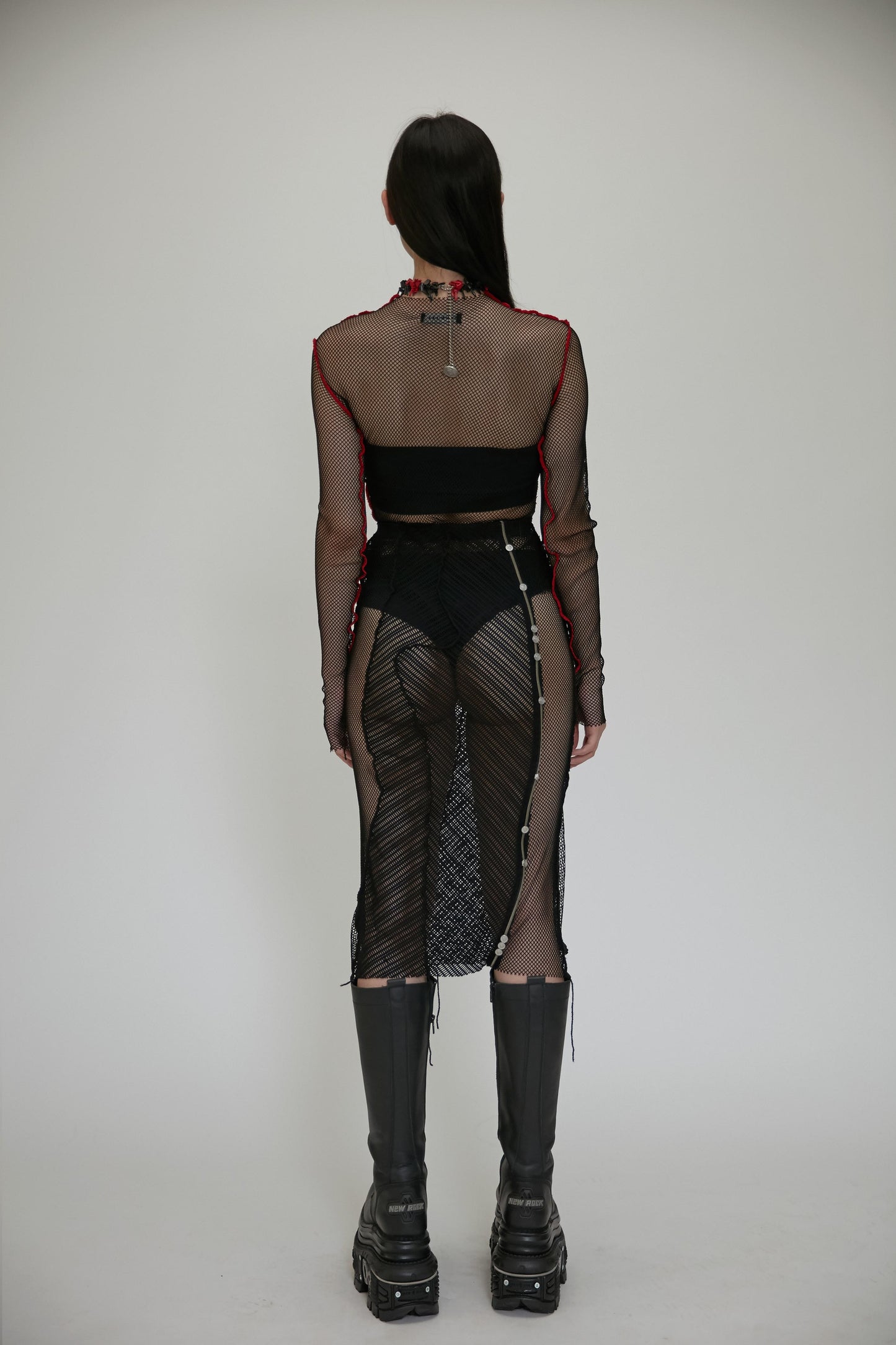 【JENN LEE】Blind Love Twisted Zipper Mesh Skirt