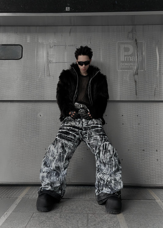 【RICH】Smoke Waxed S-Wide Pants