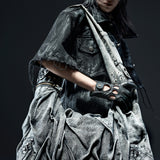 Crinkle Bag (Denim Stone Washed/Leather)