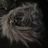 DARK FUR METAL LEATHER BELT-GRAY