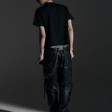 【ROSEN KREUZ】SIDE BELT DOCKING FLARE PANTS (Coating)