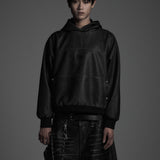 VINTAGE LEATHER SHIRRING HOODIE (WASHED GRAY)