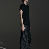 ZIP WIDE BAGGY PANTS (COATING)