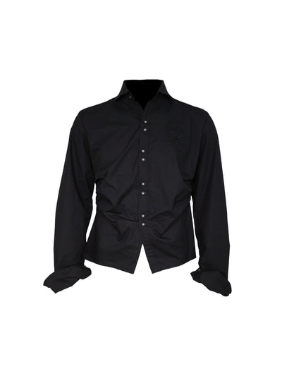 BACK CROSS CROPPED SHIRT BLACK