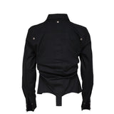BACK CROSS CROPPED SHIRT BLACK