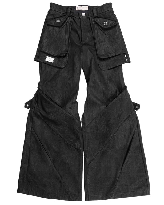 【HARDBOILED】"Charcoal" Waxed Denim Flare⁡