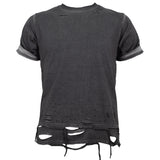 BOXY FIT LAYERED DAMAGE  TEE (Dirty gray)