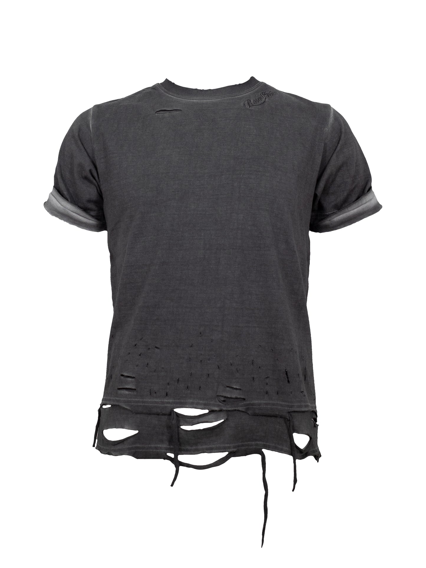 【ROSEN KREUZ】BOXY FIT LAYERED DAMAGE  TEE (Dirty gray)