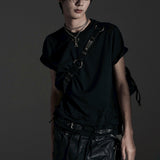 BOXY FIT LAYERED DAMAGE TEE (Black)