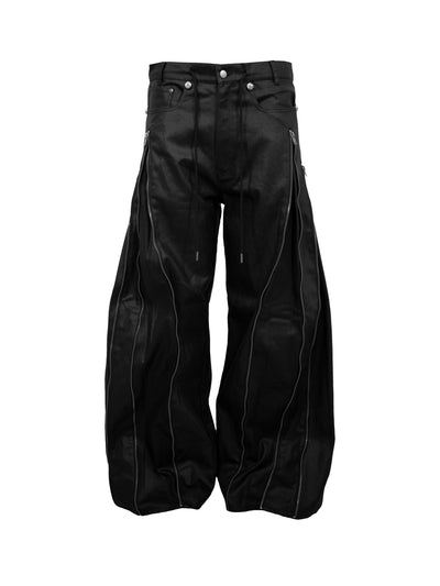 ZIP WIDE BAGGY PANTS (COATING)