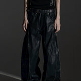 ZIP WIDE BAGGY PANTS (COATING)
