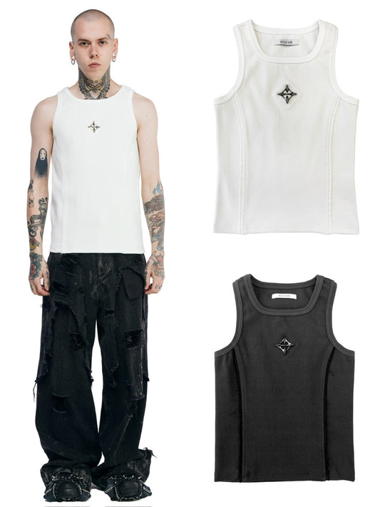 【BLR BLUER】Logo Rivet Sleeveless (2color)