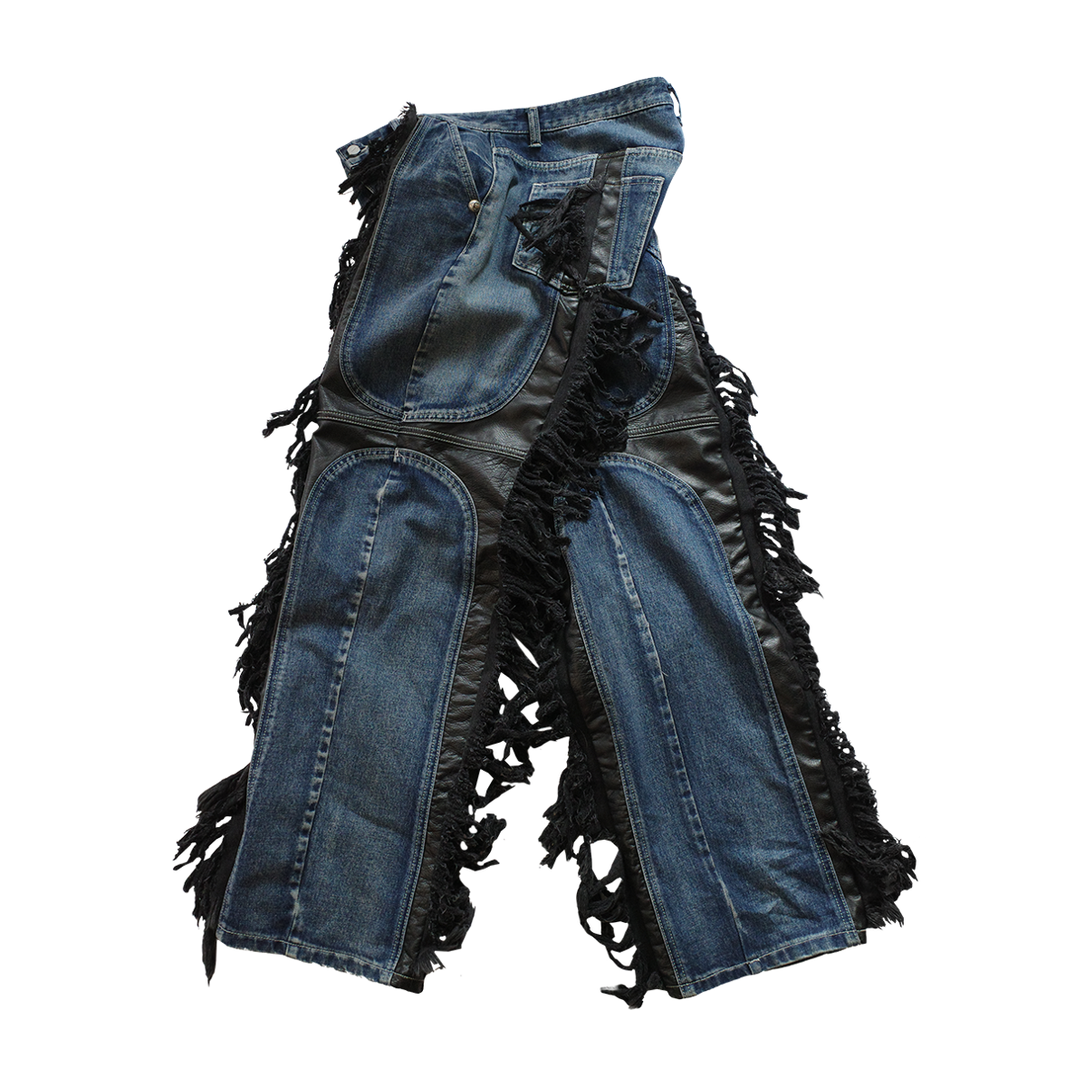【THUG CLUB】Mohican Leather Denim Pants