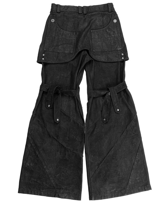 【HARDBOILED】"Charcoal" Waxed Denim Flare⁡