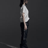 【ROSEN KREUZ】SIDE BELT DOCKING FLARE PANTS (Coating)