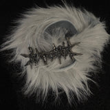 DARK FUR METAL LEATHER BELT-WHITE