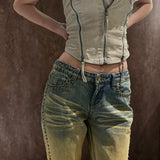 WASHED SIDE BUDS FLARE JEANS