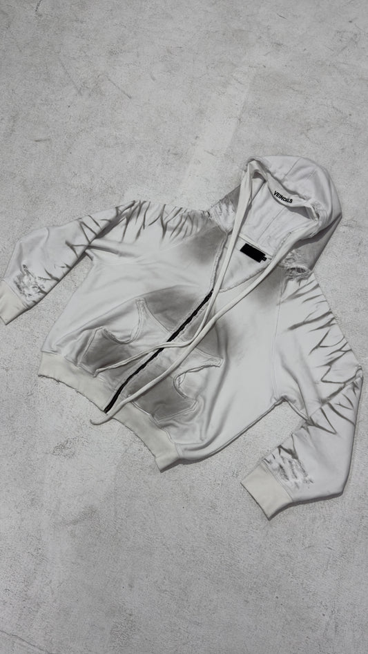【VEINDALS】DISTRESSED ZIP UP HOODIE
