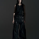 ZIP WIDE BAGGY PANTS (COATING)
