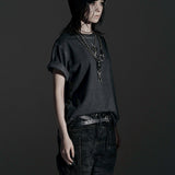 BOXY FIT LAYERED DAMAGE  TEE (Dirty gray)