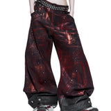 Red Waxed S-Wide Pants