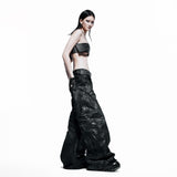 Black Waxed S-Wide Pants