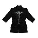 <LOST IN CASTLE> NAPOLEONIC HIGH NECK TOP - BLACK