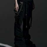 SIDE BELT DOCKING FLARE PANTS (Denim)