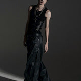 ZIP WIDE BAGGY PANTS (COATING)
