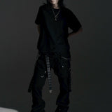 BOXY FIT LAYERED DAMAGE TEE (Black)