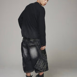 BERMUDA WASHED DENIM PANTS