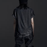 BOXY FIT LAYERED DAMAGE  TEE (Dirty gray)